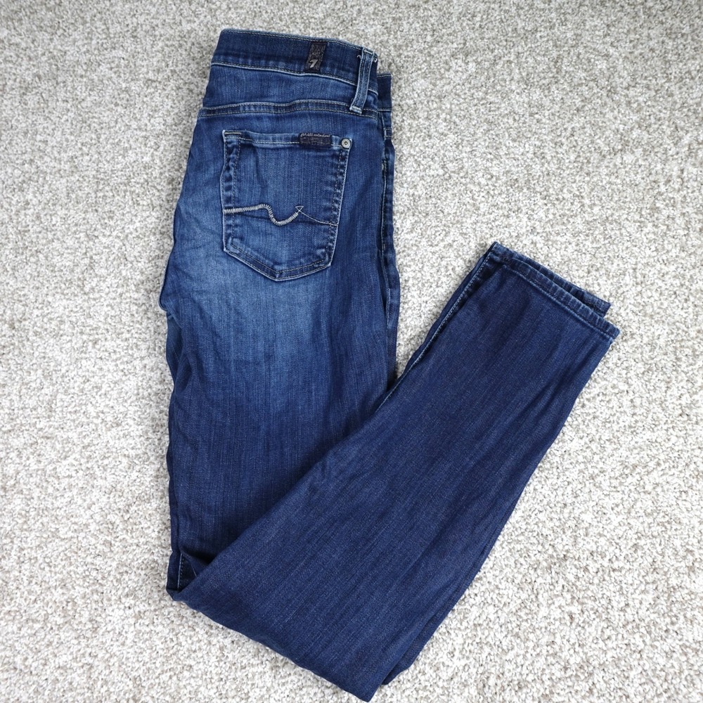 7 For All Mankind Gwenevere Dark Wash Skinny Jeans Size 29 Low Rise Stretch
